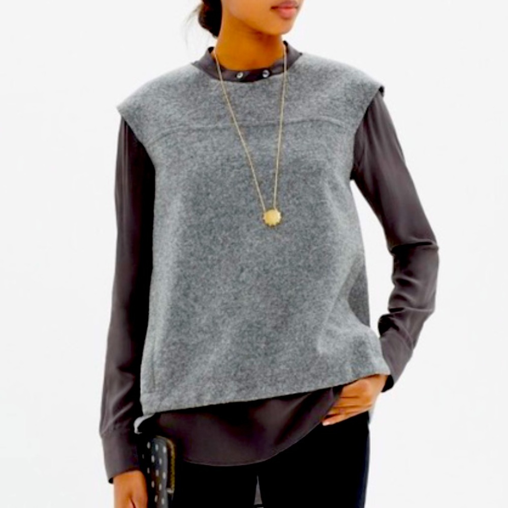 Madewell Side Zip Wool Blend Gray Vest